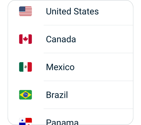 Shendeng connect step 2, choose VPN server location